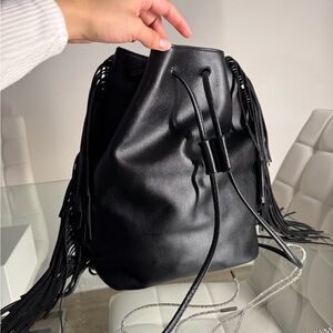 $20 LESS✅SALE ALL CLOSET Victoria Secret Faux leather fringe Black Backpack